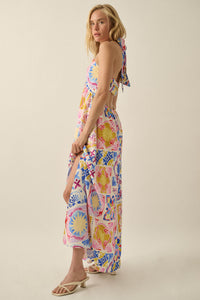 Sunny Saville Tile-Print Open-Back Halter Maxi Dress - ShopPromesa