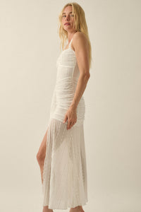 Beyond Beautiful Floral Lace Ruched Halter Maxi Dress - ShopPromesa