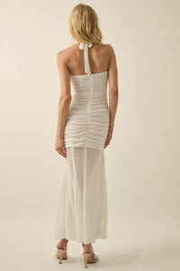 Beyond Beautiful Floral Lace Ruched Halter Maxi Dress - ShopPromesa