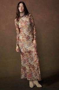 Joyful Blooms Floral Mesh Thumbhole Maxi Dress - ShopPromesa