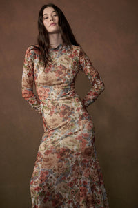 Joyful Blooms Floral Mesh Thumbhole Maxi Dress - ShopPromesa