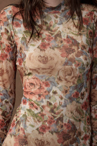 Joyful Blooms Floral Mesh Thumbhole Maxi Dress - ShopPromesa