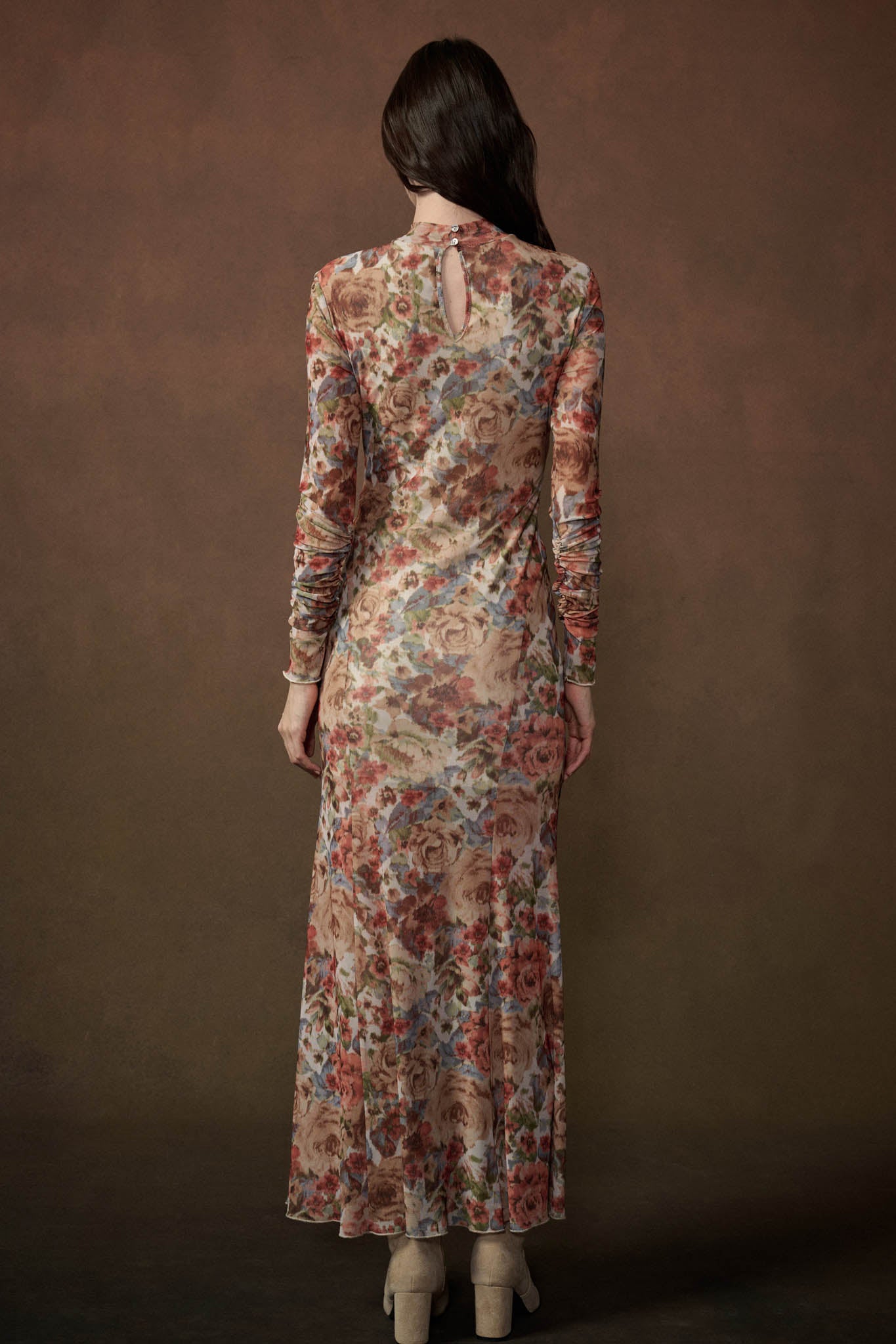 Joyful Blooms Floral Mesh Thumbhole Maxi Dress - ShopPromesa