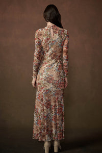 Joyful Blooms Floral Mesh Thumbhole Maxi Dress - ShopPromesa