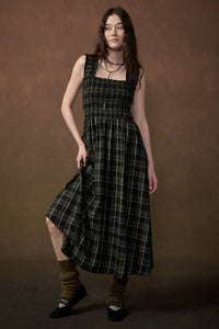 Check You Out Plaid Smocked Sleeveless Midi Dress - ShopPromesa