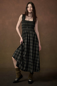 Check You Out Plaid Smocked Sleeveless Midi Dress - ShopPromesa