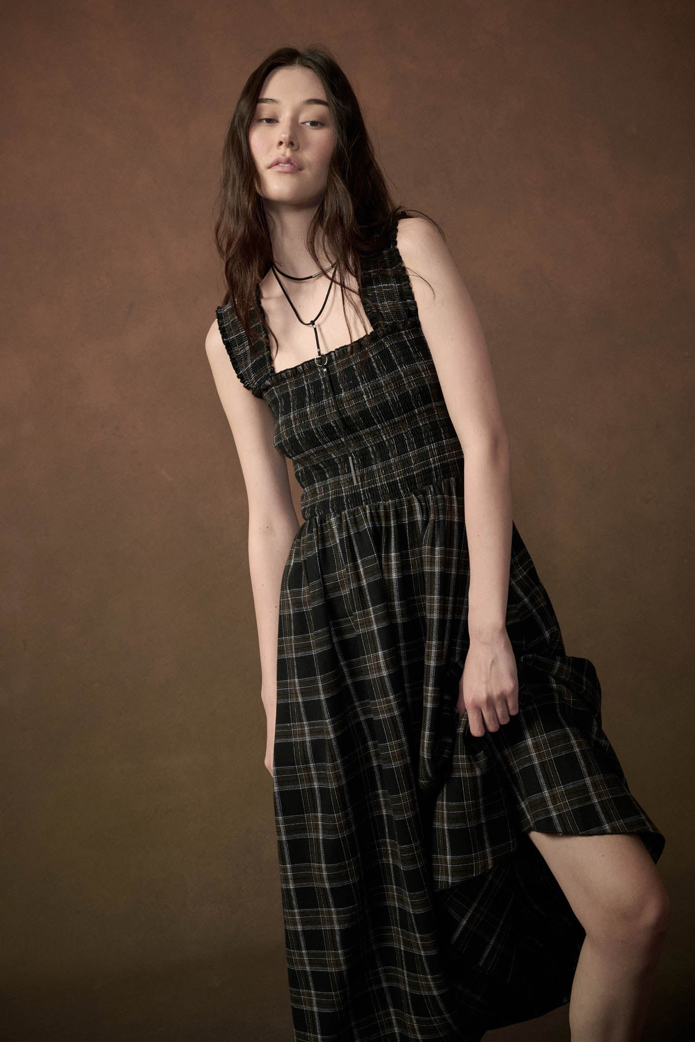 Check You Out Plaid Smocked Sleeveless Midi Dress - ShopPromesa