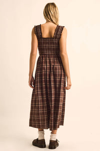 Check You Out Plaid Smocked Sleeveless Midi Dress - ShopPromesa
