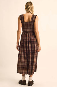Check You Out Plaid Smocked Sleeveless Midi Dress - ShopPromesa