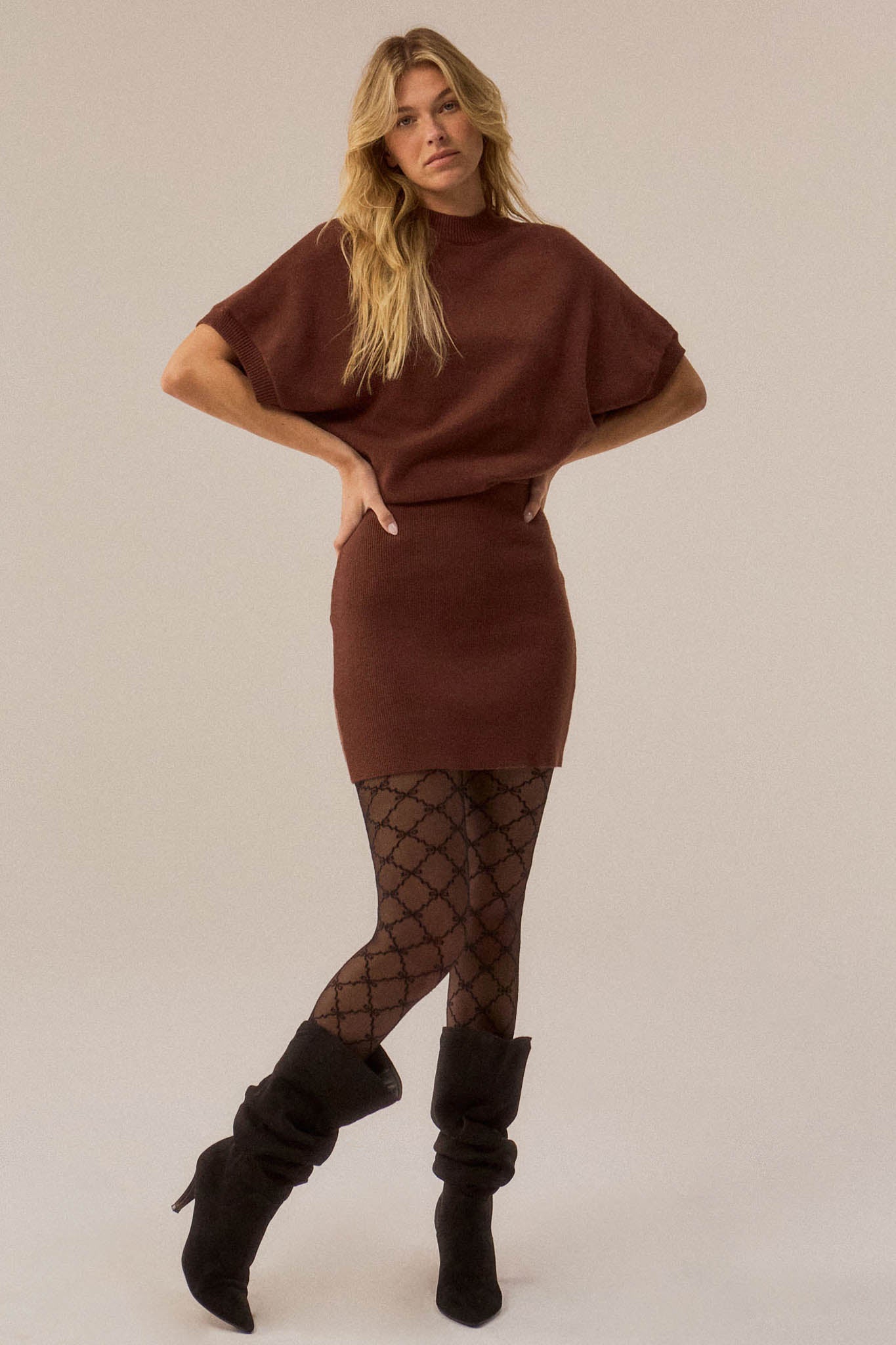 Ready to Go Knit Dolman-Sleeve Mini Sweater Dress - ShopPromesa