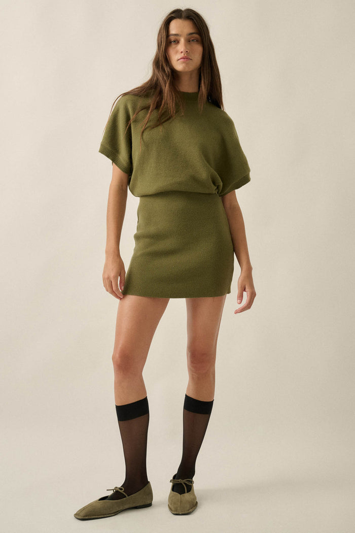 Ready to Go Knit Dolman-Sleeve Mini Sweater Dress - ShopPromesa