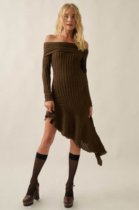 My Darling Bouclé-Knit Off Shoulder Asymmetrical Dress - ShopPromesa