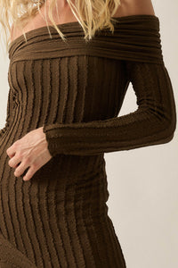 My Darling Bouclé-Knit Off Shoulder Asymmetrical Dress - ShopPromesa