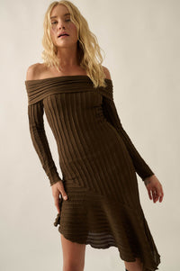 My Darling Bouclé-Knit Off Shoulder Asymmetrical Dress - ShopPromesa