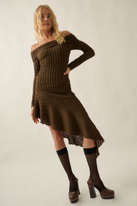 My Darling Bouclé-Knit Off Shoulder Asymmetrical Dress - ShopPromesa