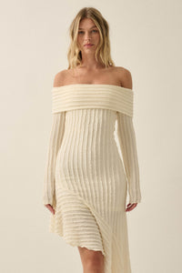 My Darling Bouclé-Knit Off Shoulder Asymmetrical Dress - ShopPromesa