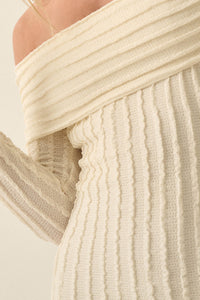 My Darling Bouclé-Knit Off Shoulder Asymmetrical Dress - ShopPromesa
