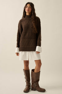 Let It Be Cable-Knit Layered Mini Sweater Dress - ShopPromesa