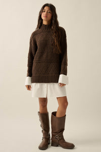 Let It Be Cable-Knit Layered Mini Sweater Dress - ShopPromesa