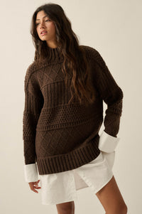 Let It Be Cable-Knit Layered Mini Sweater Dress - ShopPromesa