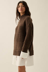 Let It Be Cable-Knit Layered Mini Sweater Dress - ShopPromesa