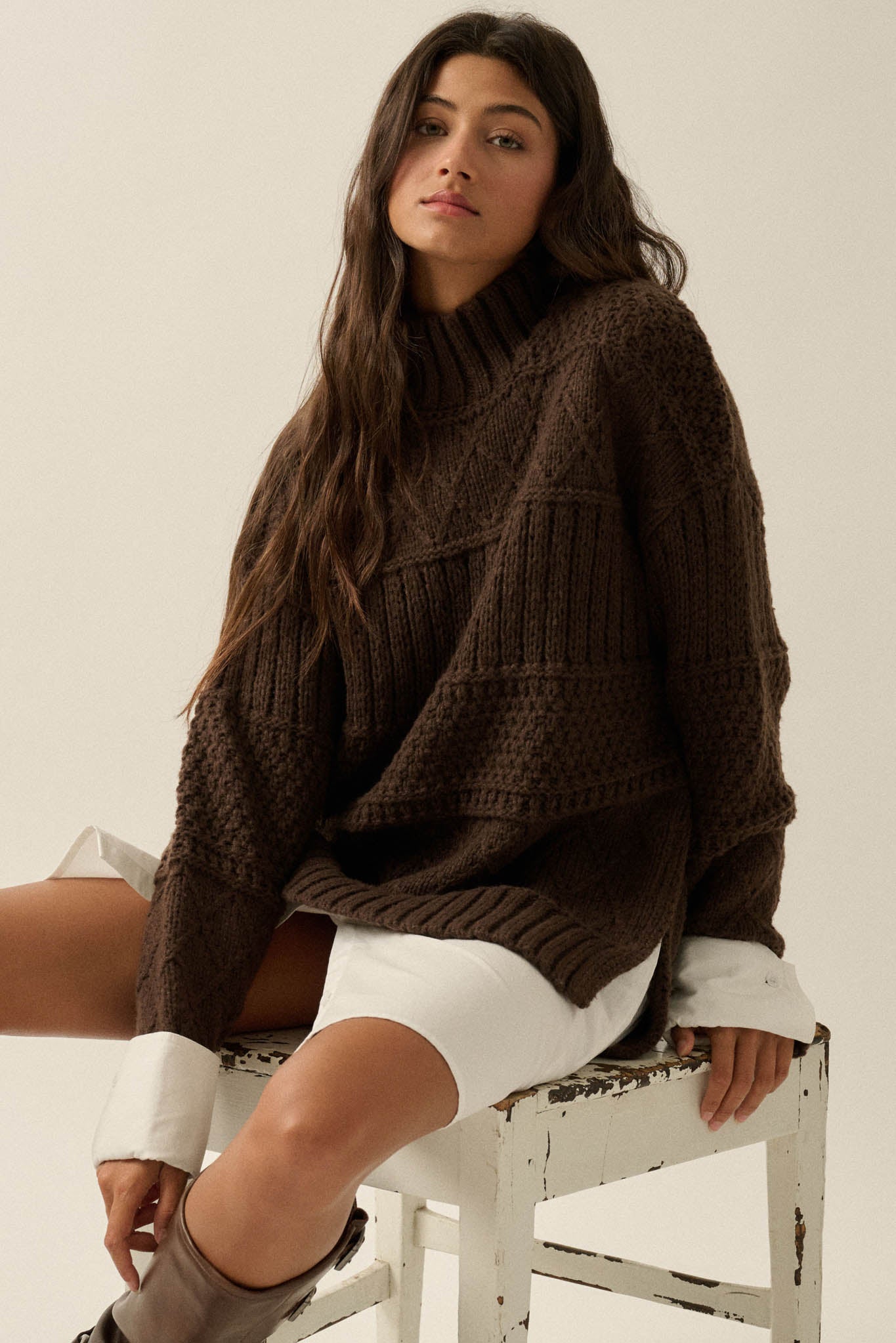 Let It Be Cable-Knit Layered Mini Sweater Dress - ShopPromesa