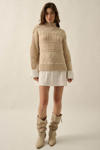 Let It Be Cable-Knit Layered Mini Sweater Dress - ShopPromesa