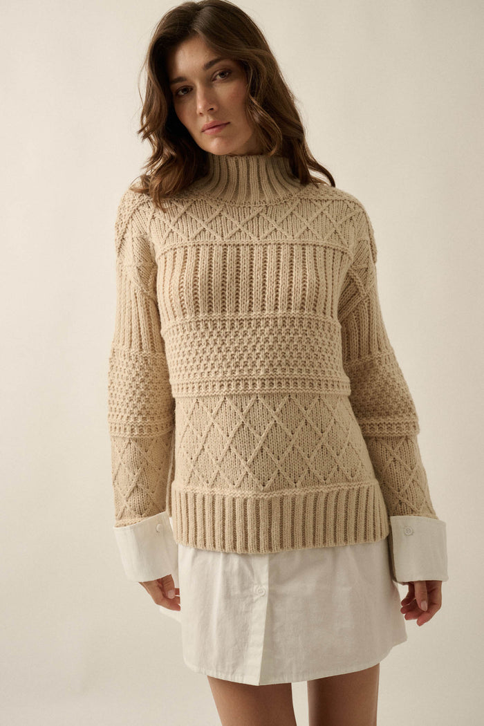 Let It Be Cable-Knit Layered Mini Sweater Dress - ShopPromesa