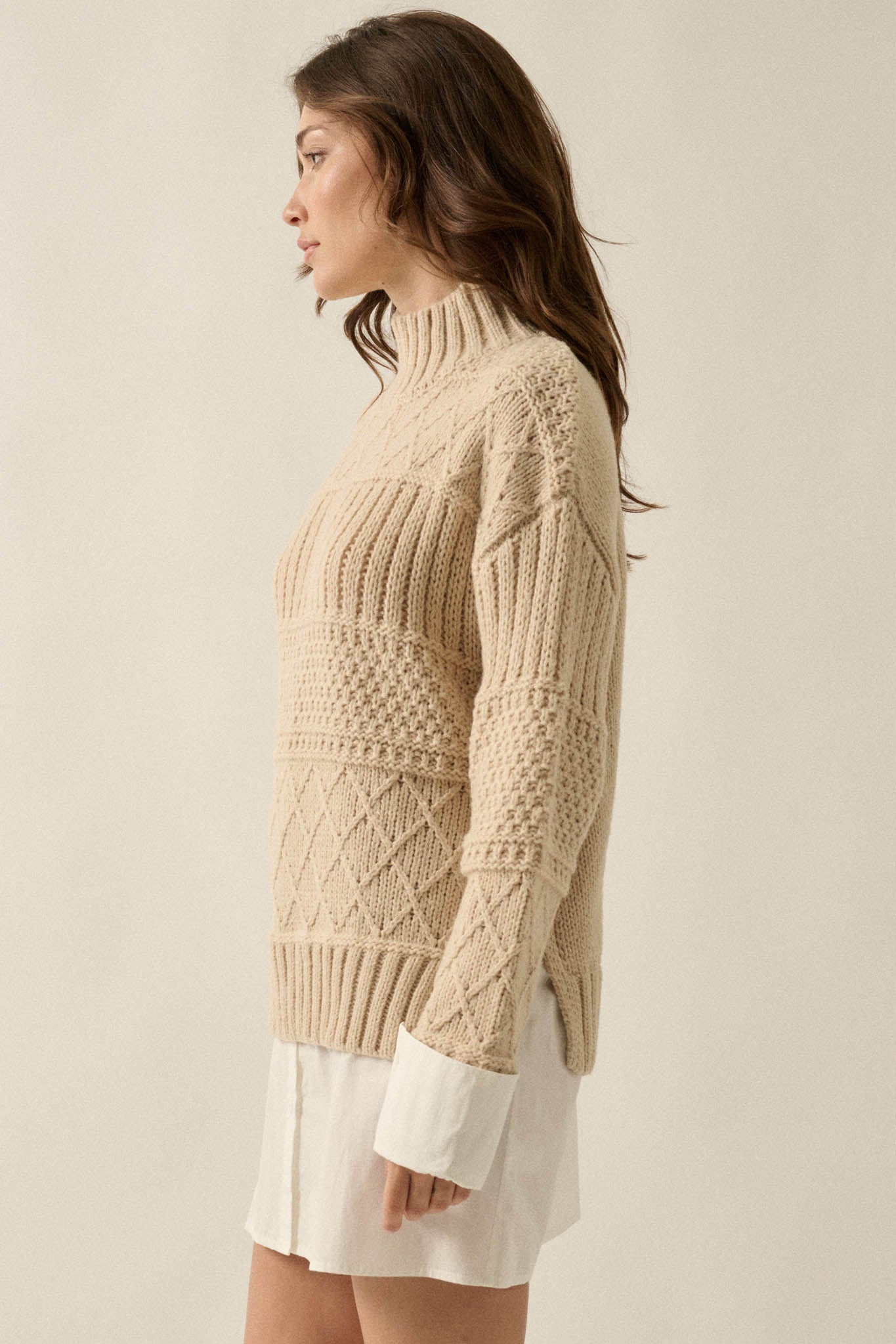 Let It Be Cable-Knit Layered Mini Sweater Dress - ShopPromesa
