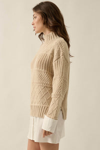 Let It Be Cable-Knit Layered Mini Sweater Dress - ShopPromesa