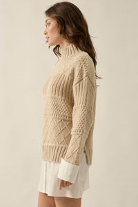 Let It Be Cable-Knit Layered Mini Sweater Dress - ShopPromesa