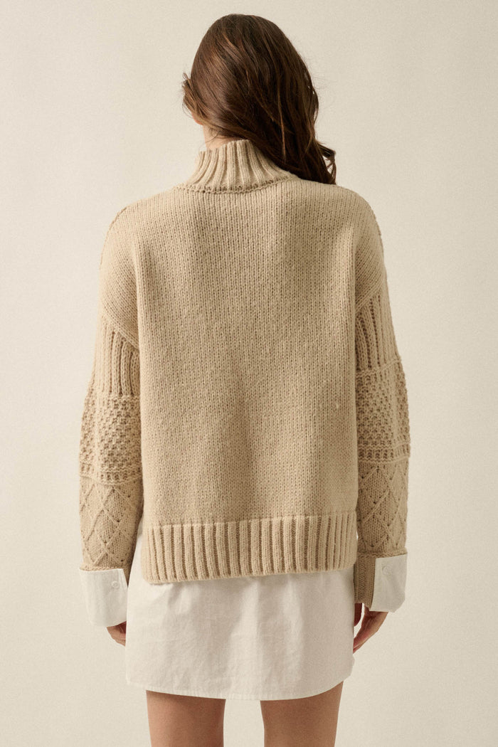 Let It Be Cable-Knit Layered Mini Sweater Dress - ShopPromesa