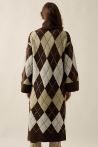 Diamond Trail Argyle Turtleneck Midi Sweater Dress - ShopPromesa
