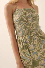 Pretty Palms Tropical Floral Smocked Maxi Dress - ShopPromesa