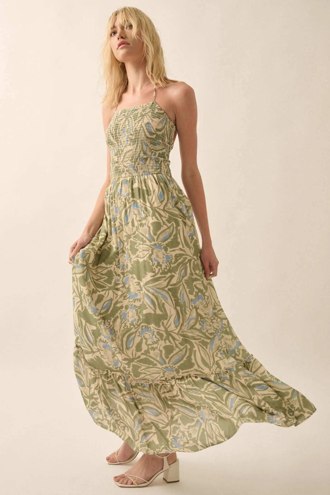 tropical floral maxi dress MAIORI MAXI DRESS - Black FLORAL