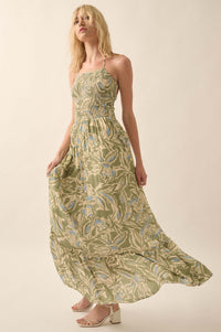 Pretty Palms Tropical Floral Smocked Maxi Dress - ShopPromesa