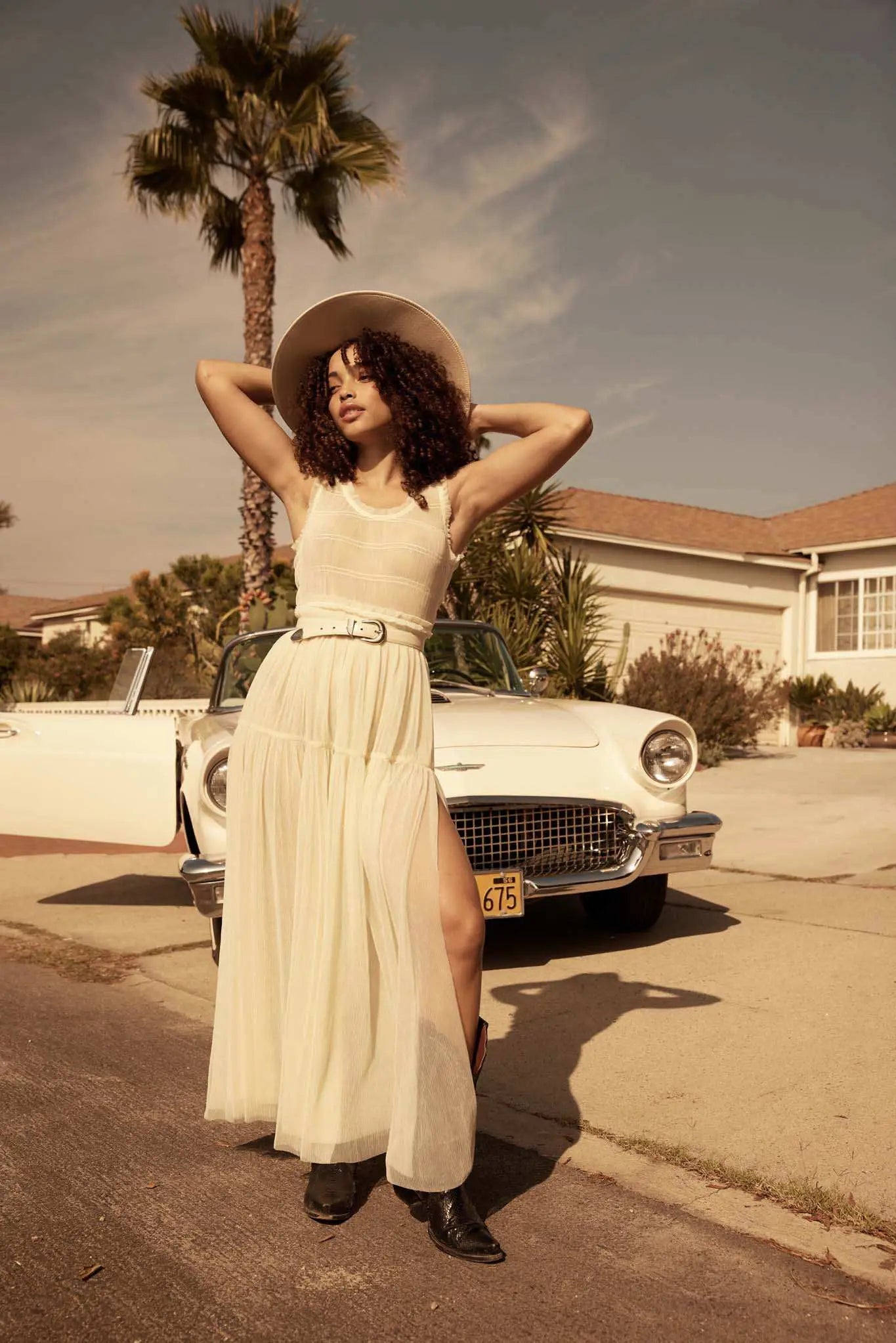 Tulle Time Sheer Smocked Tulle Maxi Dress Off White / L