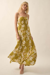 Miami Mama Floral Tiered Ruffle Maxi Sundress - ShopPromesa