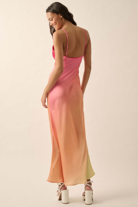 Shady Lady Ombre Satin Column Maxi Dress