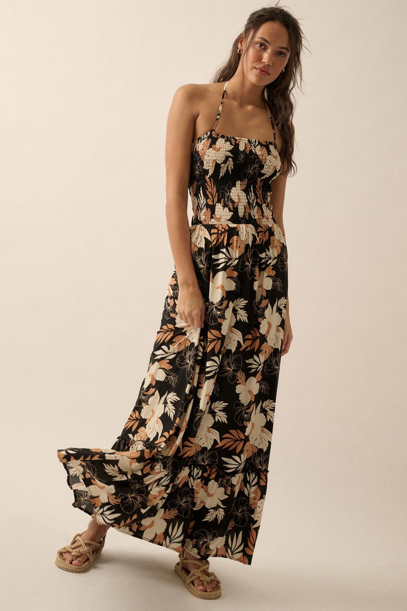 Boca Baby Floral Open-Back Smocked Maxi Sundress - ShopPromesa