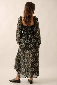 Rare Beauty Floral Chiffon Maxi Prairie Dress - ShopPromesa