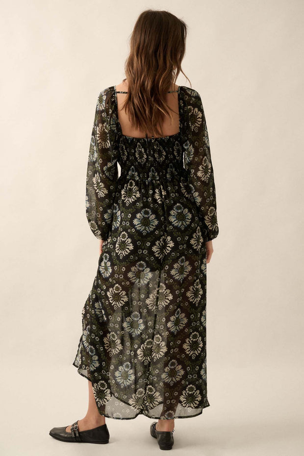 Rare Beauty Floral Chiffon Maxi Prairie Dress - ShopPromesa