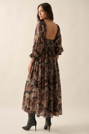 Dancing Blooms Smocked Floral Maxi Peasant Dress - ShopPromesa