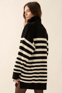 New Horizon Striped Half-Zip Mini Sweater Dress - ShopPromesa