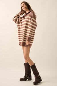 New Horizon Striped Half-Zip Mini Sweater Dress - ShopPromesa