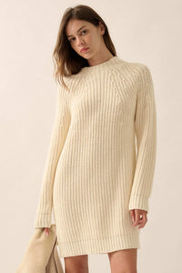 Believe in You Ribbed Knit Mini Sweater Dress - ShopPromesa
