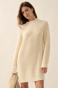 Believe in You Ribbed Knit Mini Sweater Dress - ShopPromesa