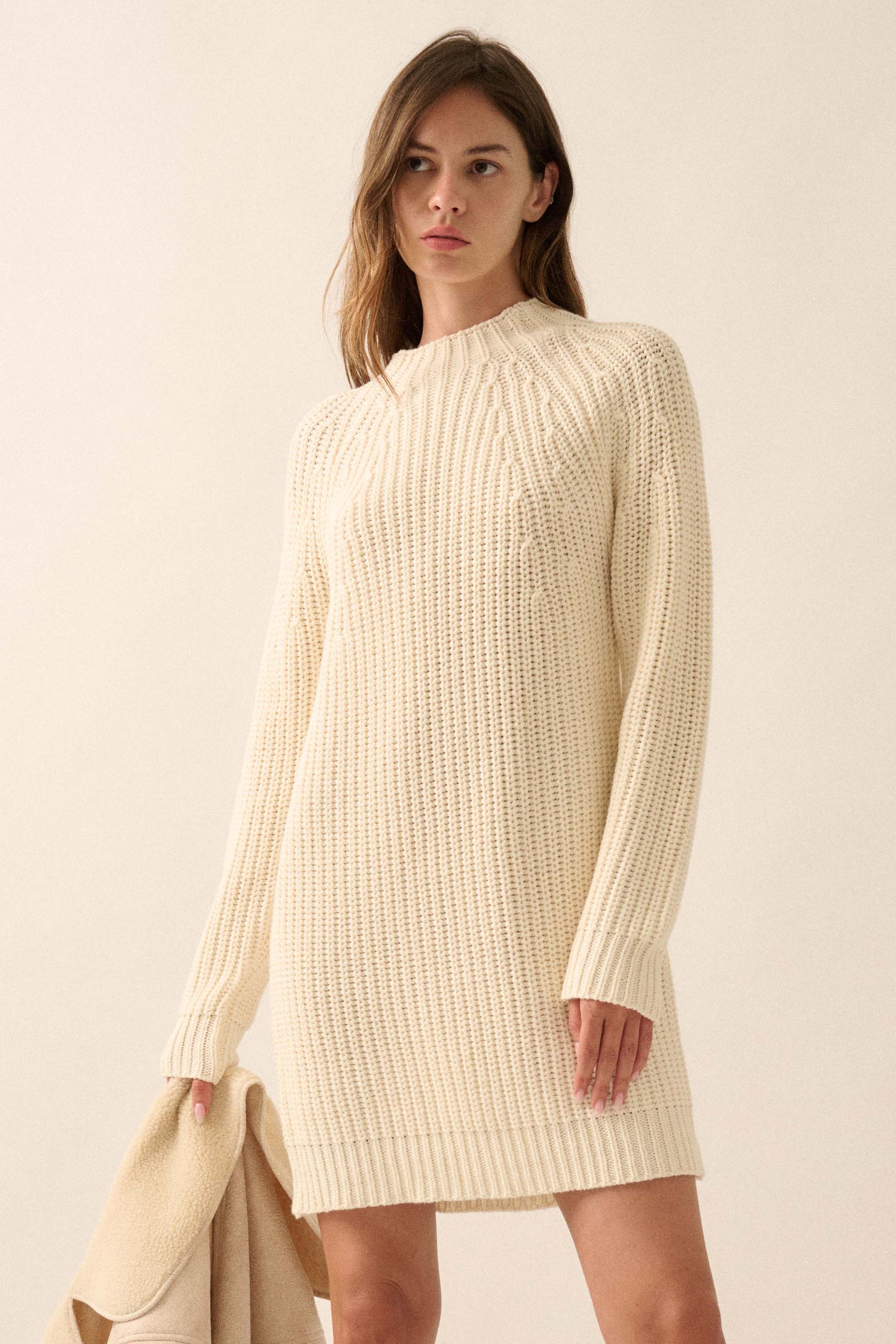 Believe in You Ribbed Knit Mini Sweater Dress - ShopPromesa