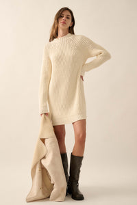 Believe in You Ribbed Knit Mini Sweater Dress - ShopPromesa