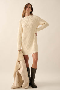 Believe in You Ribbed Knit Mini Sweater Dress - ShopPromesa